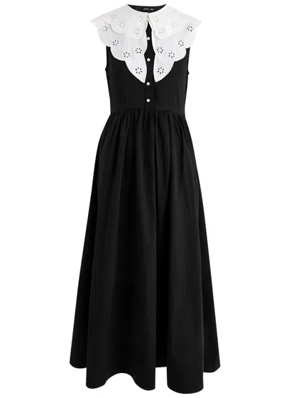 Sister Jane Ara Collar Cotton Midi Dress In Black And White