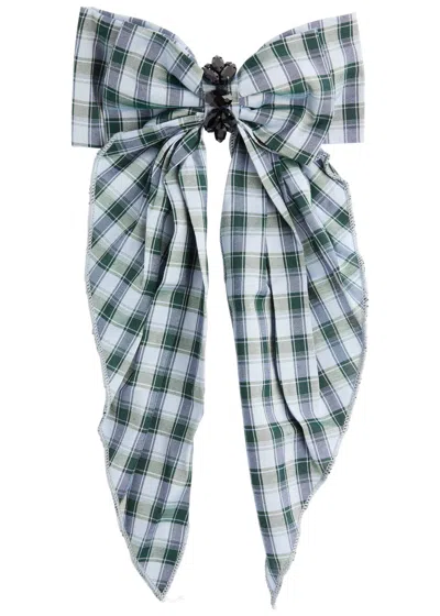 Sister Jane Arabella Checked Bow Hair Clip In Gray