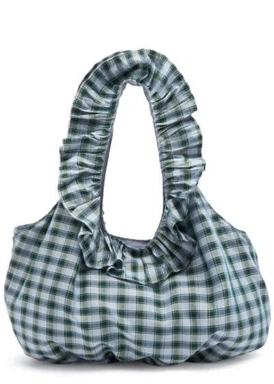 Sister Jane Arabella Checked Ruffled Shoulder Bag In Blue