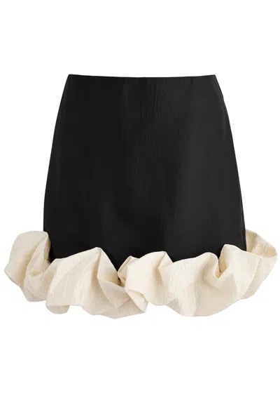 Sister Jane Avante Ruffled Taffeta Mini Skirt In Black