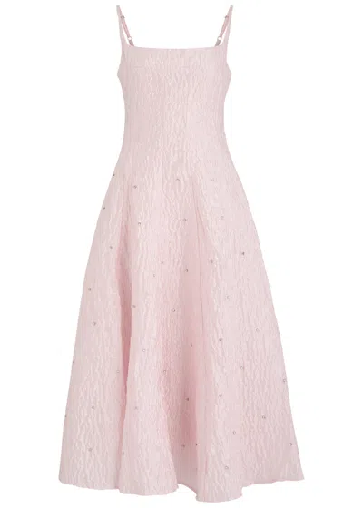 Sister Jane Ballerina Floral-jacquard Cloqué Midi Dress In Pink