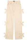 Sister Jane Bay Bow-appliquéd Straight-leg Jeans In Neutral