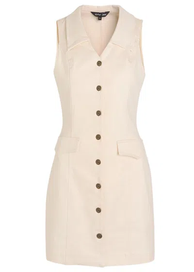 Sister Jane Bay Panelled Stretch-denim Mini Dress In White