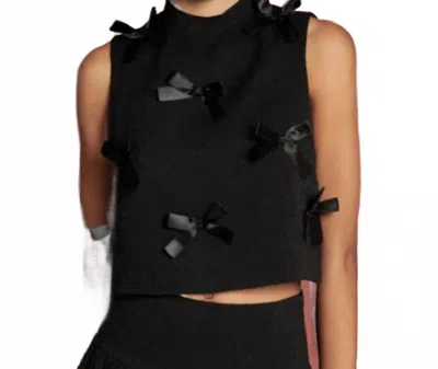 Sister Jane Birdie Bow Top In Black