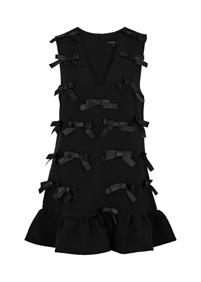 Sister Jane Bloom Bow-embellished Mini Dress In Black