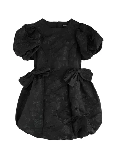 Sister Jane Bow-embellished Cloqué Mini Dress In Black