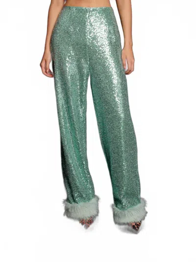 Sister Jane Disco Darling Sequin Straight Trousers In Turquoise Green