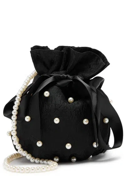 Sister Jane Dusk Floral-jacquard Bucket Bag In Black And White