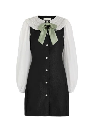 Sister Jane Dusk Floral-jacquard Cloqué Mini Dress In Black
