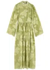 Sister Jane Emile Floral-jacquard Chiffon Midi Dress In Light Green