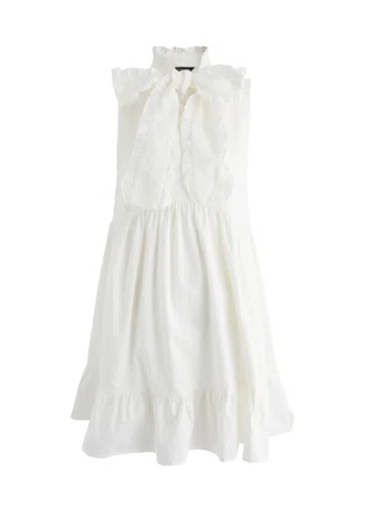 Sister Jane Enchanted Bow Tiered Cotton Mini Dress In White
