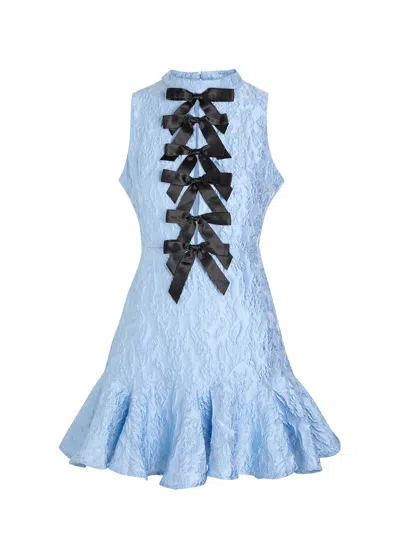 Sister Jane Feria Floral-jacquard Cloque Mini Dress In Blue