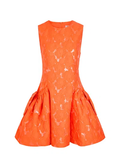 Sister Jane Floral-jacquard Cotton-blend Mini Dress In Orange