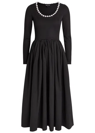 Sister Jane Forever Framed Embellished Jersey And Poplin Midi Dress In Black