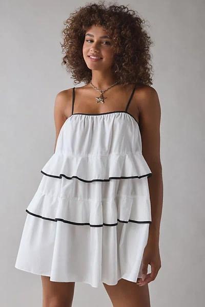 Sister Jane Gabriel Tiered Cami Mini Dress In White, Women's At Urban Outfitters