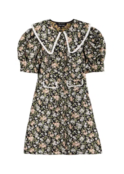 Sister Jane Graces Floral-jacquard Mini Dress In Green