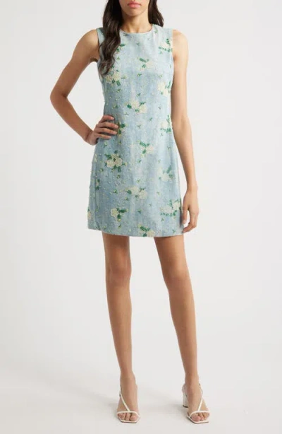 Sister Jane Harmony Bead Sleeveless Denim Minidress In Blue
