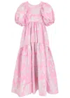 Sister Jane Puff Sleeve Jacquard Midi Dress