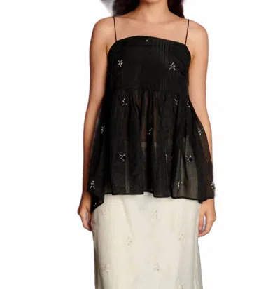 Sister Jane Lola Babydoll Cami Top With Bow Back In Black