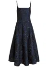 Sister Jane Maison Gem Crystal-embellished Cloqué Midi Dress In Blue