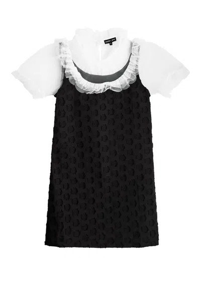Sister Jane Mara Tulle And Floral-jacquard Mini Dress In Black And White