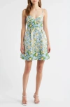 Sister Jane Womens Multicoloured Marigold V-neck Floral Jacquard Mini Dress In Multi