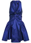 Sister Jane Marylin Ruched Taffeta Mini Dress In Blue