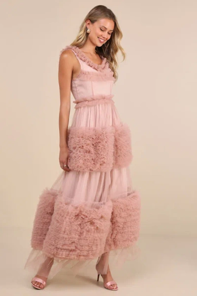 Sister Jane Montana Pink Tulle Ruffled Sleeveless Midi Dress