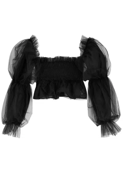 Sister Jane Mystery Smocked Tulle Top In Black