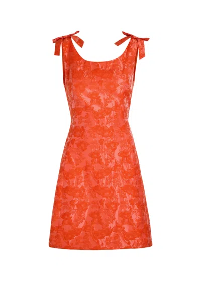 Sister Jane Neroli Floral-jacquard Woven Mini Dress In Orange