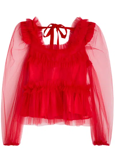 Sister Jane Palace Ruffled Tulle Top In Red