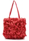 Sister Jane Parakeet Ruched Cloqué Top Handle Bag In Red