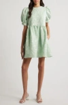 Sister Jane Plume Jacquard Minidress In Green