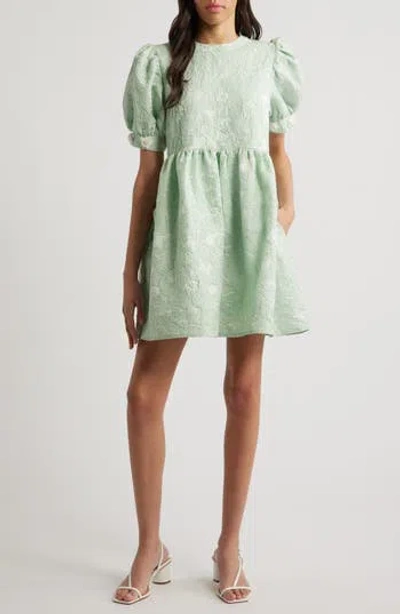Sister Jane Plume Jacquard Minidress In Green