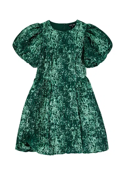 Sister Jane Potion Metallic Cloqué Mini Dress In Green