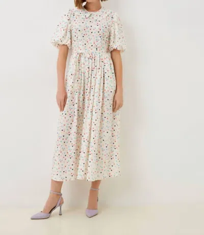 Sister Jane Rainbow Hearts Midi Dress In Cream + Multi In Neutral