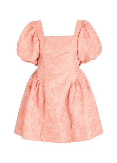 Sister Jane Recital Floral-jacquard Cloqué Mini Dress In Pink