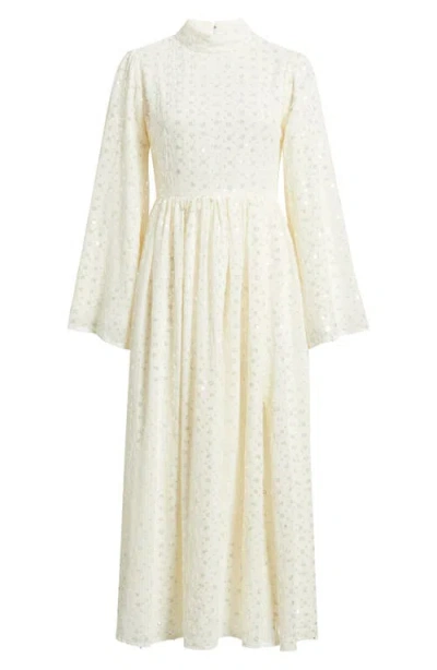 Sister Jane Reel Embellished Long Sleeve Maxi Dres In White
