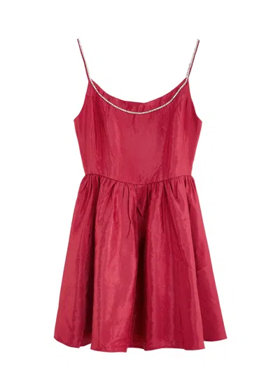 Sister Jane Rene Crystal-embellished Satin Mini Dress In Red