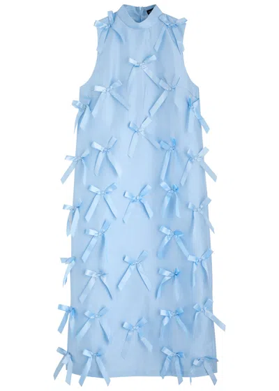 Sister Jane Ribbons Bow-embellished Taffeta Midi Dress In Light Blue