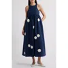 Sister Jane River Flower Sleeveless Maxi Dress In Navy