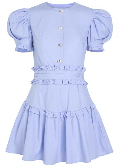 Sister Jane Skye Ruffled Poplin Mini Dress In Blue