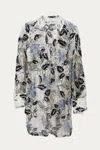 SISTER JANE SOIREE EMBROIDERED OVERSIZE SHIRT IN NUDE/GREEN/BLUE