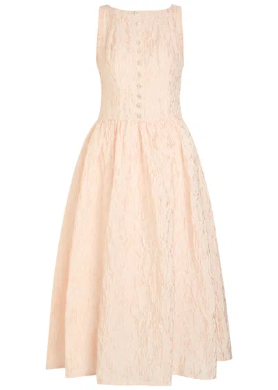 Sister Jane Sun Soaked Floral-jacquard Cloqué Midi Dress In Pink