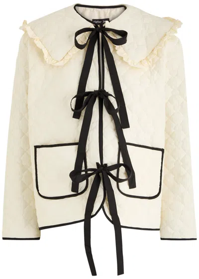 Sister Jane Swallow Quilted Shell Jacket In Cream