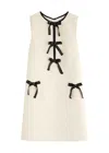 Sister Jane Tamara Bow-embellished Twill Mini Dress In White And Black