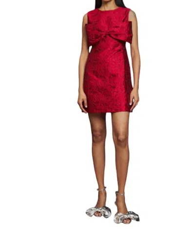 Sister Jane Tate Rose Jacquard Bow Mini Dress In Cherry Red - Part Of A Set
