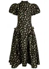 Sister Jane Tea Rose Floral-jacquard Woven Midi Dress In Black