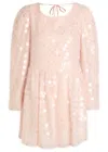 Sister Jane Teese Embellished Voile Mini Dress In Pink