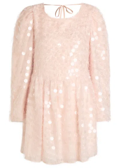 Sister Jane Teese Embellished Voile Mini Dress In Pink